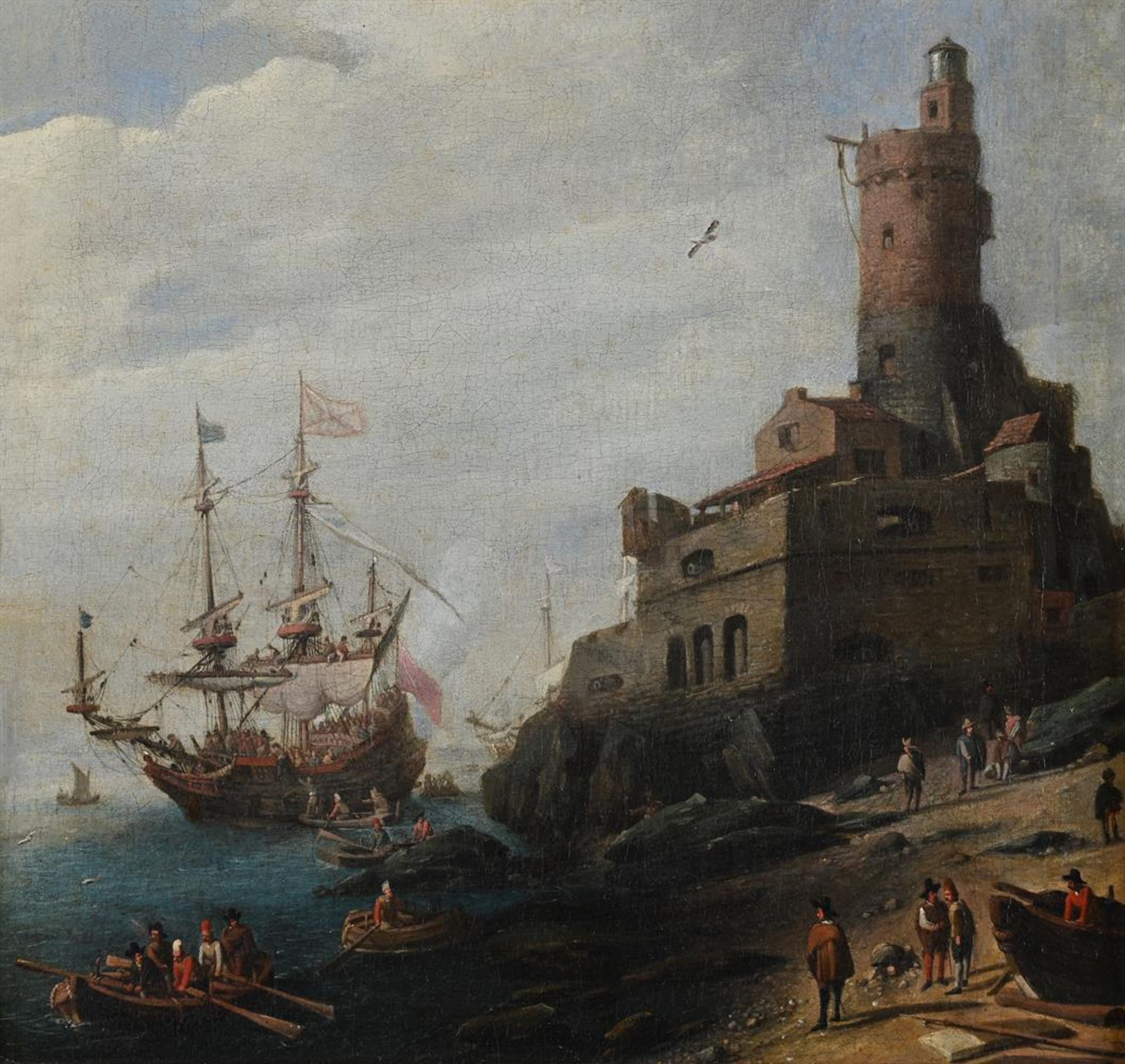 FOLLOWER OF ADAM WILLAERTS, GALLEON OFFSHORE BY A FORTRESS