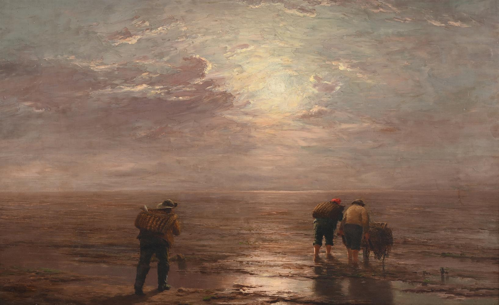 DAVID FARQUHARSON (SCOTTISH 1840-1907), SOLWAY FISHERMEN CROSSING THE SANDS