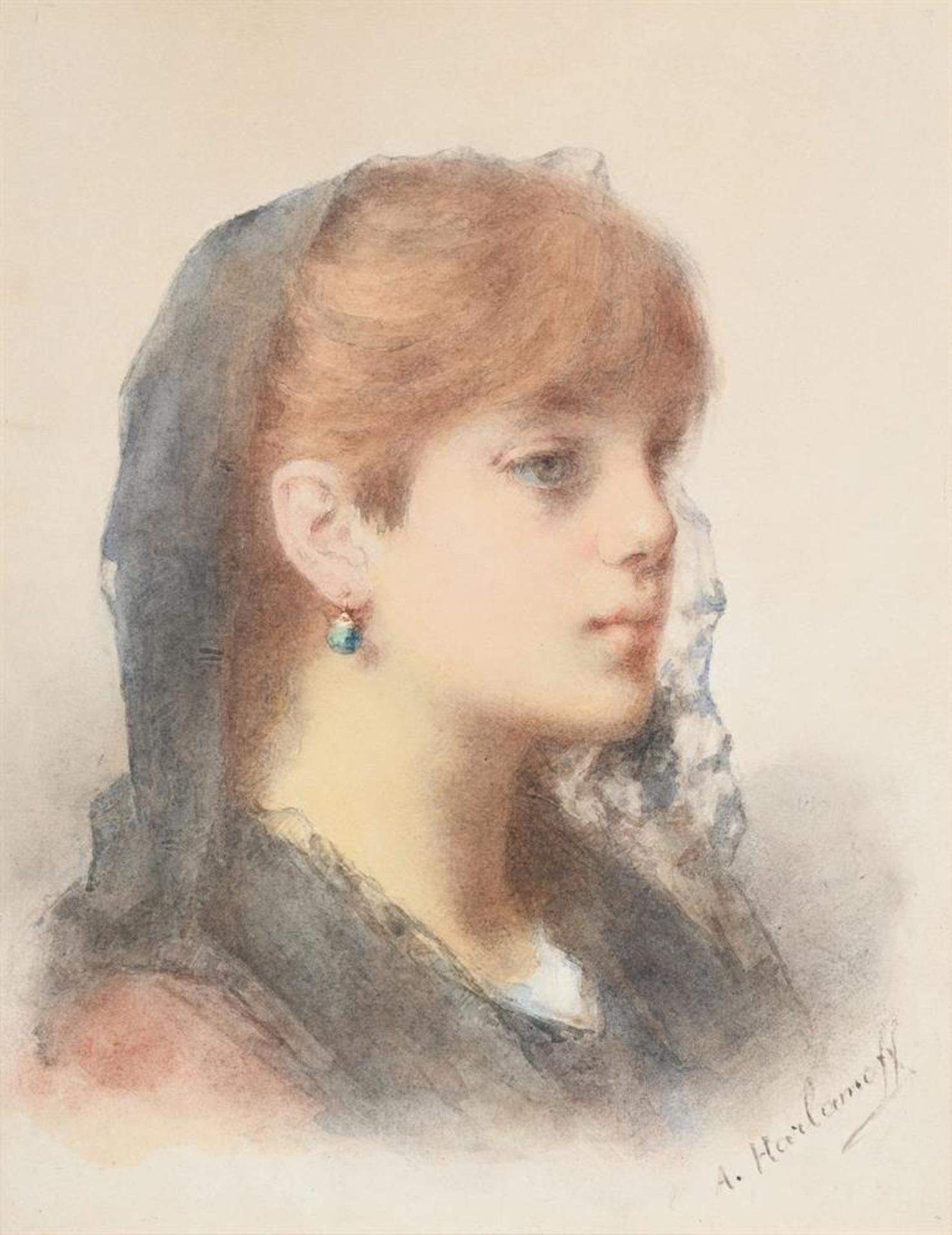 ALEXEI ALEXEIEVICH HARLAMOFF (RUSSIAN 1840 - 1945), HEAD OF A YOUNG WOMAN