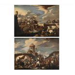 CONTINENTAL SCHOOL (CIRCA 1800), A PAIR OF BATTLE SCENES (2)