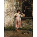 VINCENZO IROLLI (ITALIAN 1860 - 1949), YOUNG GIRL AT THE FOUNTAIN