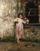 VINCENZO IROLLI (ITALIAN 1860 - 1949), YOUNG GIRL AT THE FOUNTAIN
