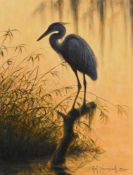KIM BROOKS (BRITISH B. 1936), HERON IN SUNSET