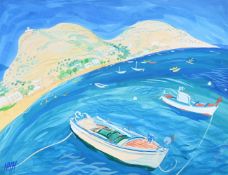 λ NICHOLAS HELY HUTCHINSON (BRITISH B. 1955), BOATS IN THE BAY, SIFNOS