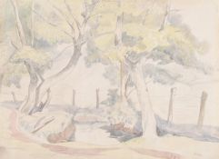λ JOHN NASH (BRITISH 1893-1977), STREAM IN A WOODED LANDSCAPE