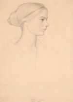 JOSEPH EDWARD SOUTHALL (BRITISH 1861-1944), FIRST SKETCH FOR PORTRAIT OF GERALDINE CADBURY