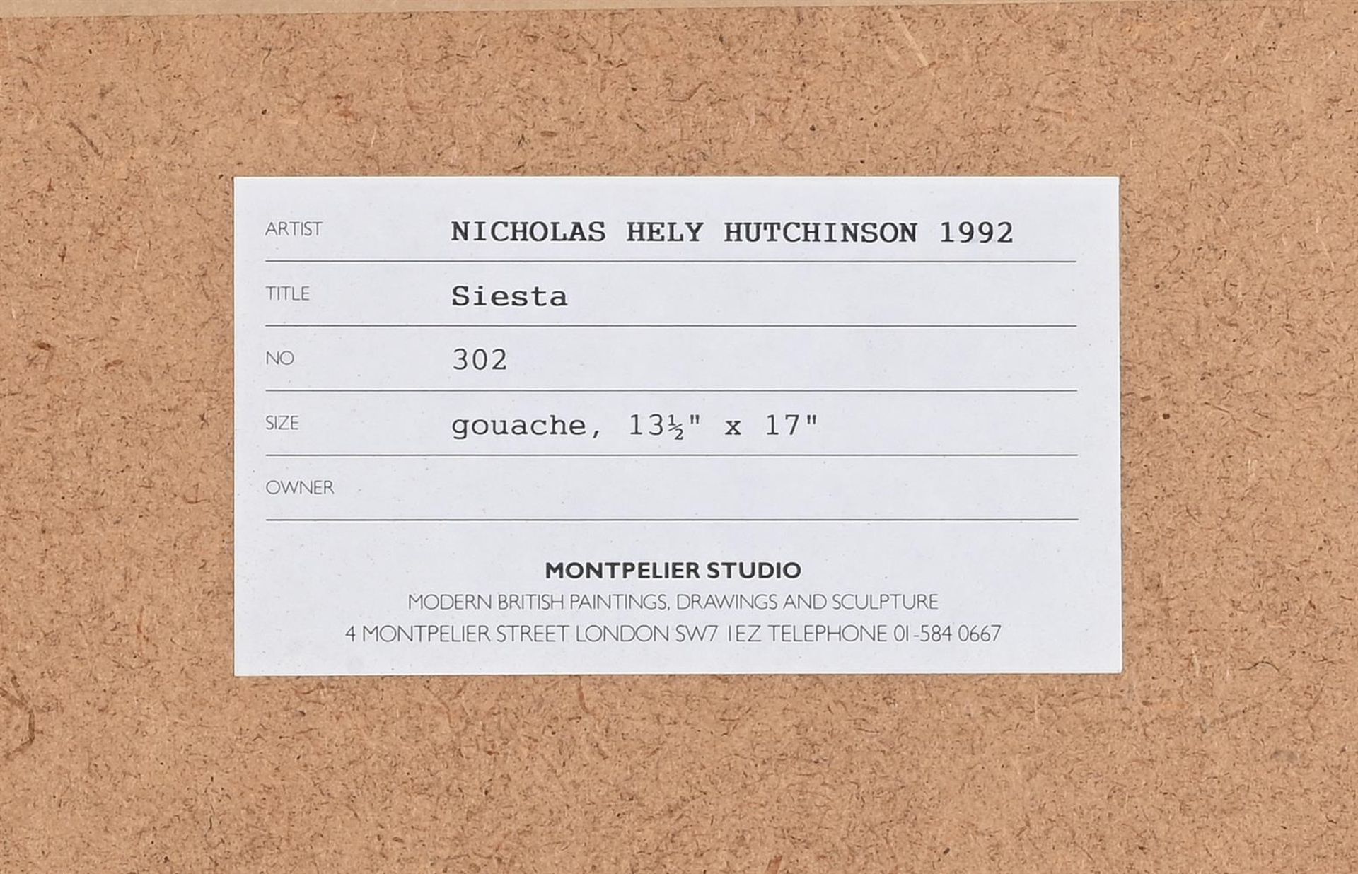 λ NICHOLAS HELY HUTCHINSON (BRITISH B. 1955), SIESTA - Image 3 of 3