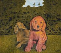 λ JAMES LLOYD (BRITISH 1905-1974), TWO DOGS IN A LANDSCAPE