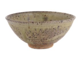 λ JIM MALONE (BRITISH B. 1946), A GREEN GLAZED STONEWARE BOWL