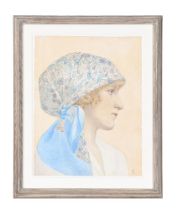 THOMAS CAPEL WALTON SMITH (BRITISH ACT. 1922-1938), WOMAN IN A FLORAL HEADSCARF