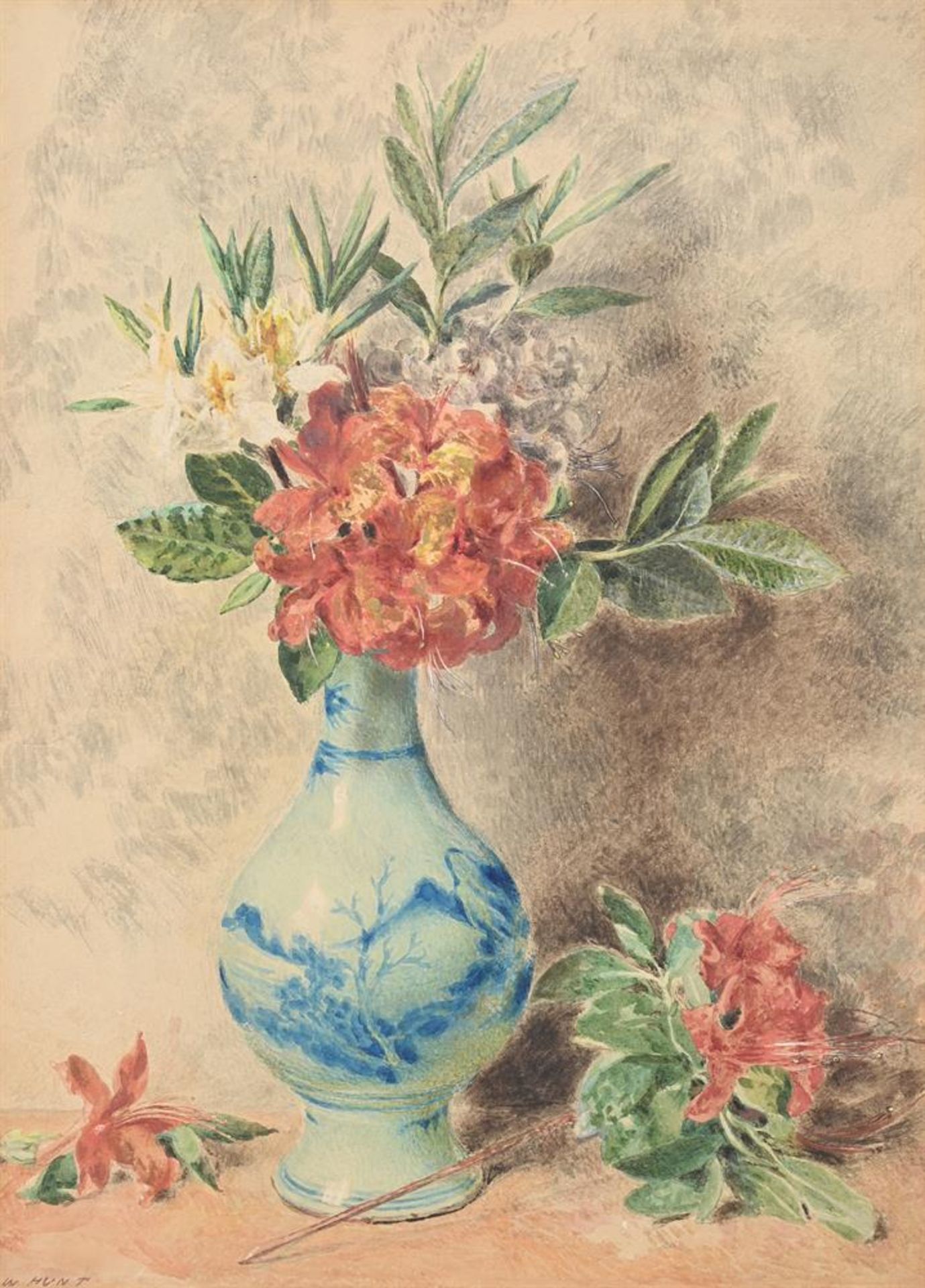 WILLIAM HENRY HUNT (BRITISH 1790-1864), FLOWERS IN A BLUE AND WHITE VASE - Bild 2 aus 3