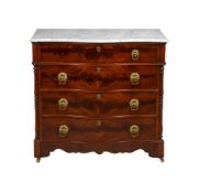 A MAHOGANY BOWFRONT CHEST OF DRAWERS