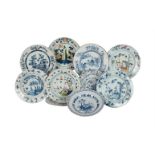 TEN VARIOUS ENGLISH DELFT PLATES