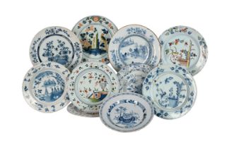 TEN VARIOUS ENGLISH DELFT PLATES