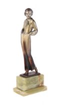 JOSEF LORENZL, AN ART DECO SILVERED BRONZE MODEL OF A LADY