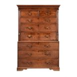 A GEORGE III OAK CHEST ON CHEST