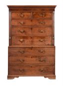 A GEORGE III OAK CHEST ON CHEST