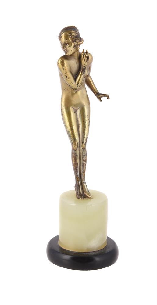 JOSEF LORENZL (ALIAS R LOR), AN ART DECO SILVERED BRONZE MODEL OF A GIRL