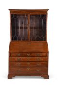A GEORGE III OAK BUREAU BOOKCASE