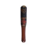 A WILLIAM IV PAINTED WOOD SHORT TRUNCHEON