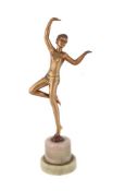 A GILT BRONZE MODEL OF A DANCER IN ART DECO STYLE