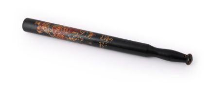 A VICTORIAN PAINTED WOOD TRUNCHEON