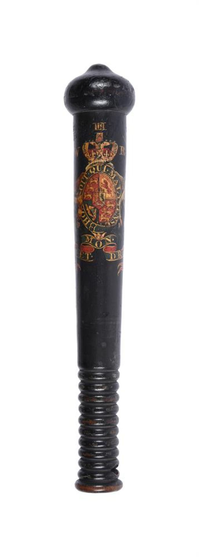 A WILLIAM IV PAINTED WOOD TRUNCHEON