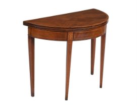 Y A GEORGE III MAHOGANY AND TULIPWOOD TEA TABLE