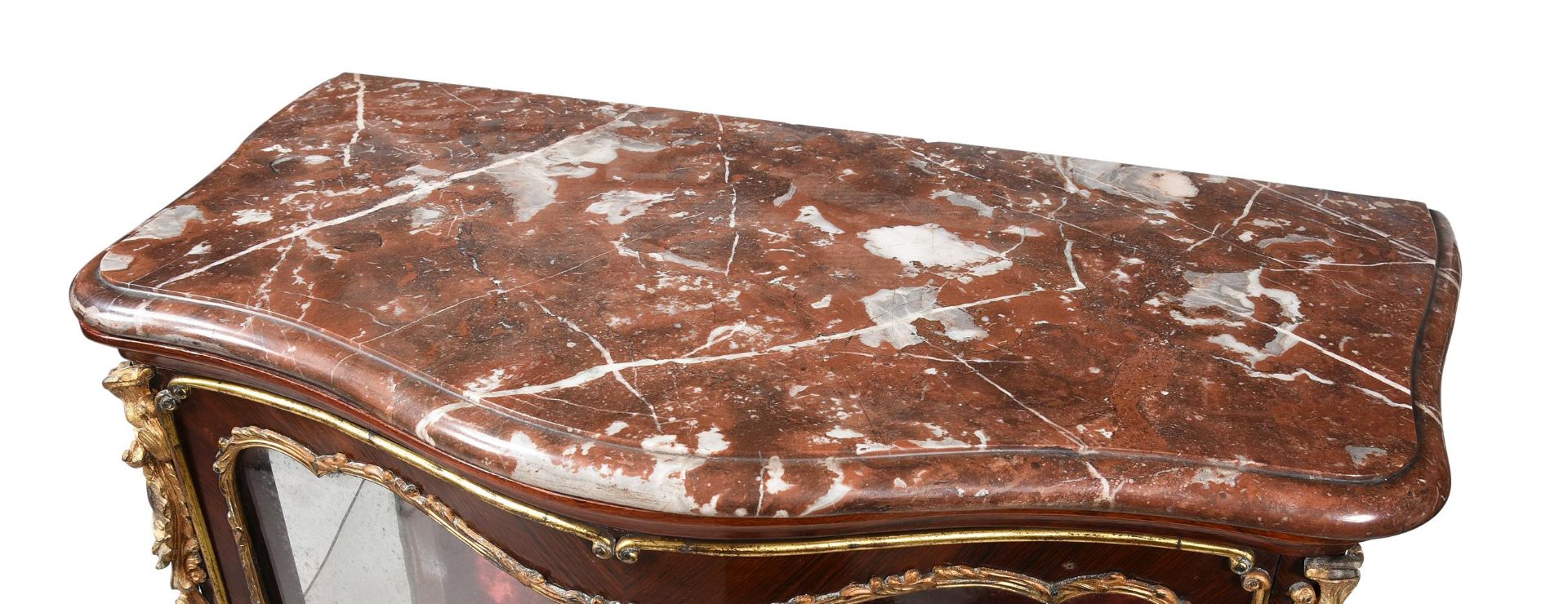 A PAIR OF FRENCH PARQUETRY, MARQUETRY, AND GILT METAL MOUNTED DISPLAY CABINETS - Image 3 of 3