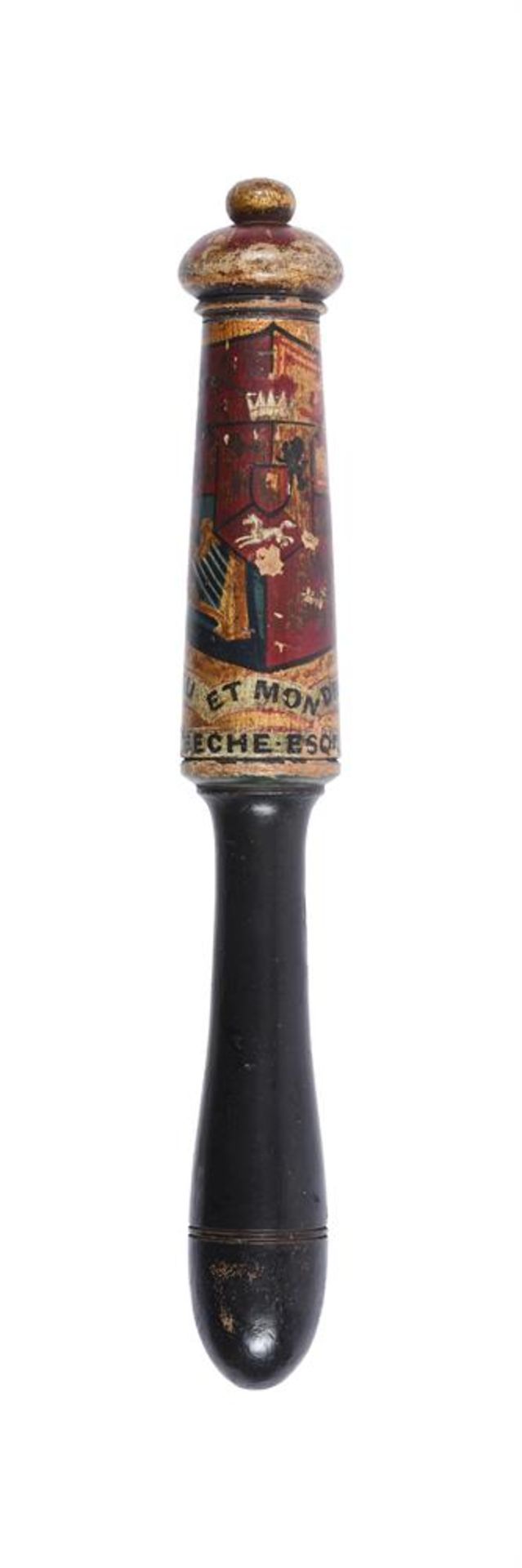 A WILLIAM IV PAINTED WOOD TRUNCHEON