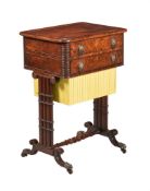 A GEORGE IV MAHOGANY AND YEW WORK TABLE