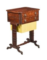 A GEORGE IV MAHOGANY AND YEW WORK TABLE