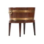 A GEORGE III MAHOGANY AND BRASS BOUND WINE COOLER