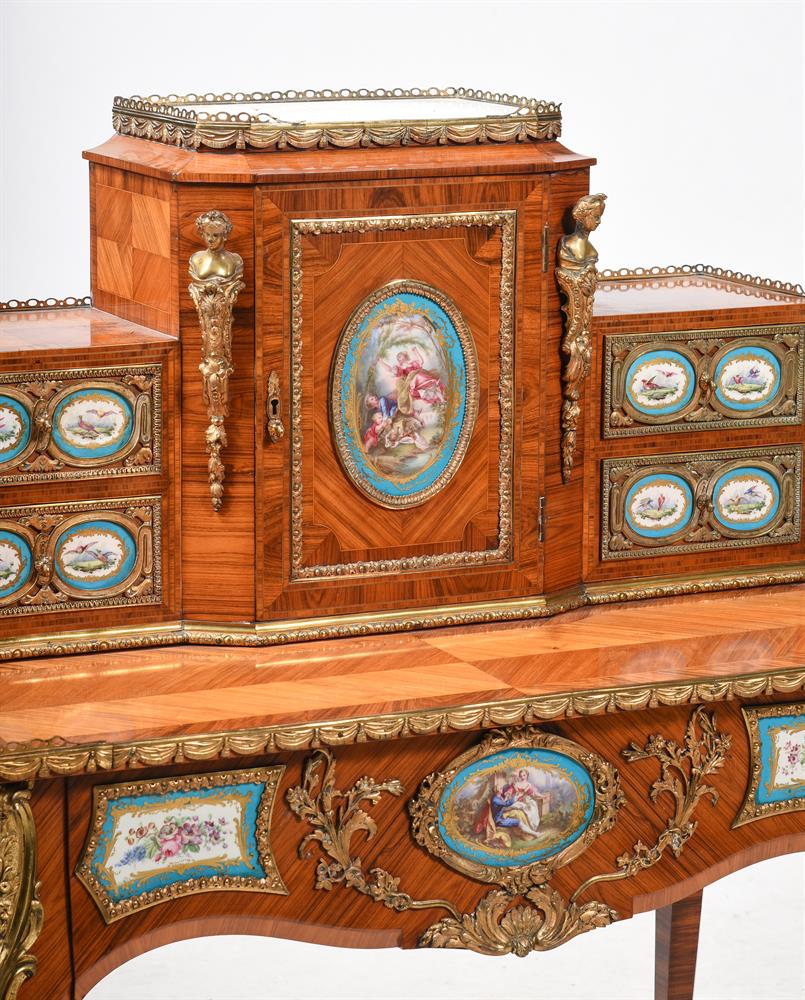 Y A FRENCH KINGWOOD, GILT METAL AND SEVRES STYLE PORCELAIN MOUNTED BONHEUR DE JOUR IN LOUIS XVI STYL - Image 2 of 2