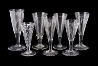SEVEN VARIOUS SHORT ALE/WINE GLASSES