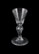 A SHORT BALUSTER WINE GLASS