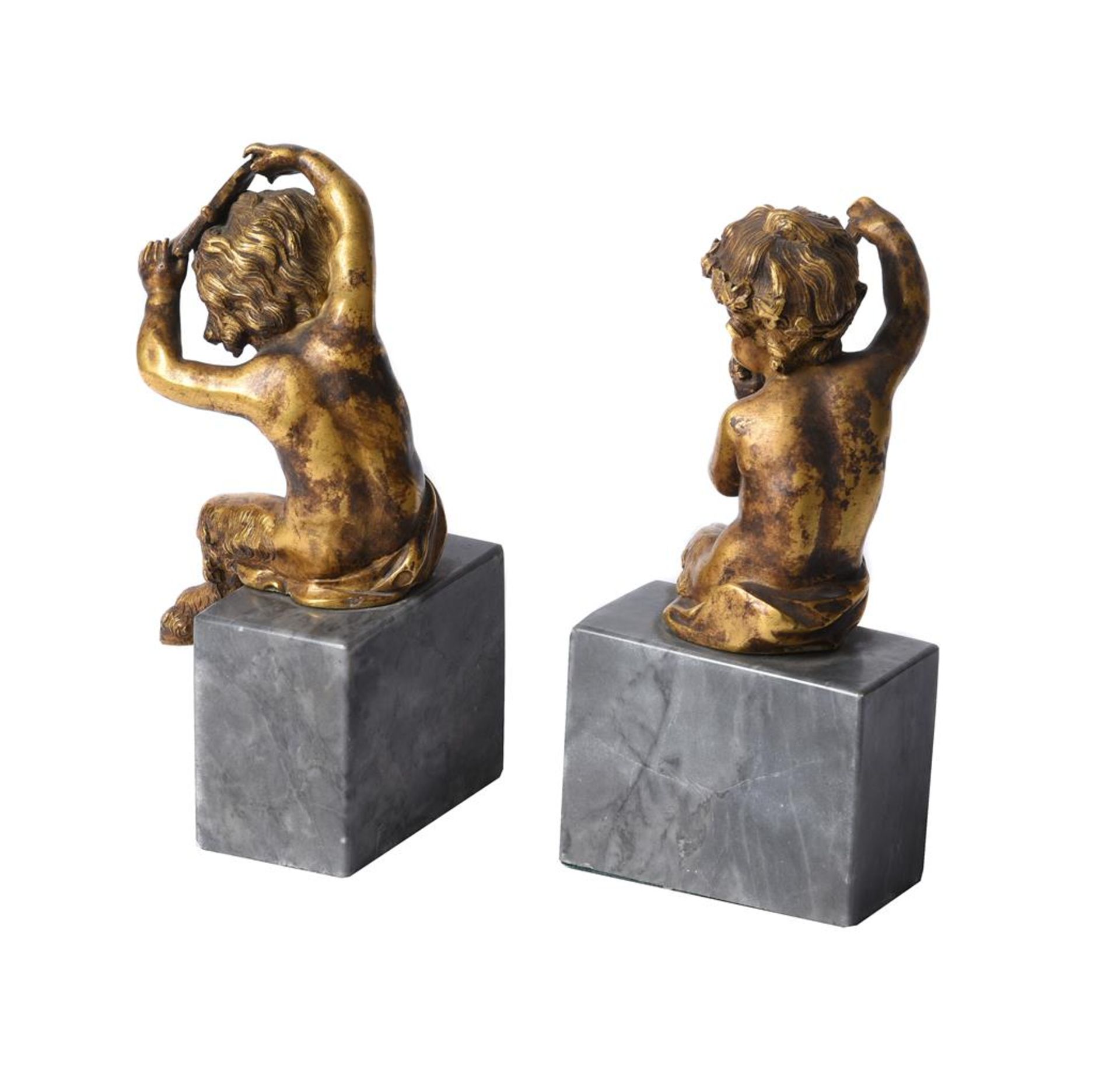 A PAIR OF FRENCH GILT BRONZE AND MARBLE BACCHANALIAN BOOKENDS - Bild 4 aus 4