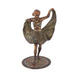 AN AUSTRIAN COLD PAINTED BRONZE MODEL OF A DANCERON A WINDY DAY