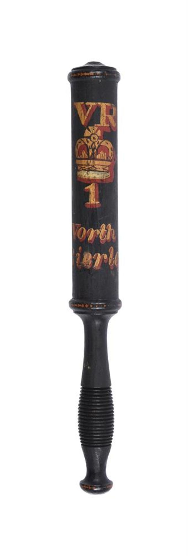 A VICTORIAN PAINTED WOOD TRUNCHEON