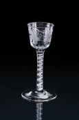 AN OPAQUE TWIST WINE GLASS OF MASONIC INTEREST