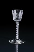 AN OPAQUE TWIST WINE GLASS OF MASONIC INTEREST