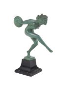 AFTER GARCIA, A PATINATED BRONZE MOFEL OF A NUDE PLAYING THE CYMBALS IN ART DECO STYLE