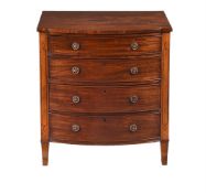 A GEORGE III MAHOGANY AND EBONY LINE INLAID CHEST OF DRAWERS