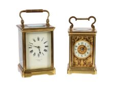 A FRENCH GILT BRASS CARRIAGE CLOCK