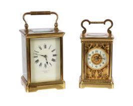 A FRENCH GILT BRASS CARRIAGE CLOCK