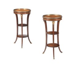 A PAIR OF FRENCH PARQUETRY AND GILT METAL MOUNTED ETARGERES