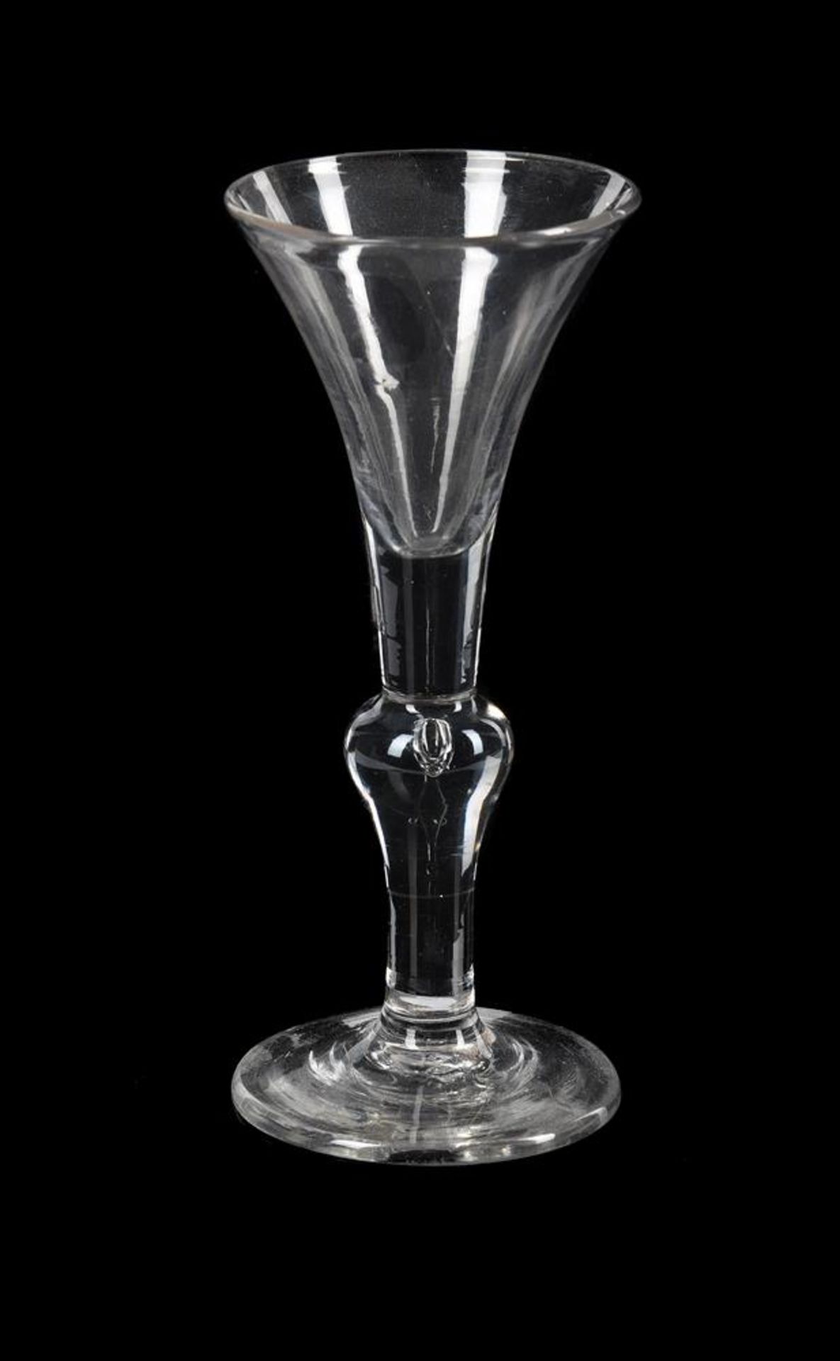 A BALUSTER WINE GLASS OF SO-CALLED 'KIT KAT' TYPE