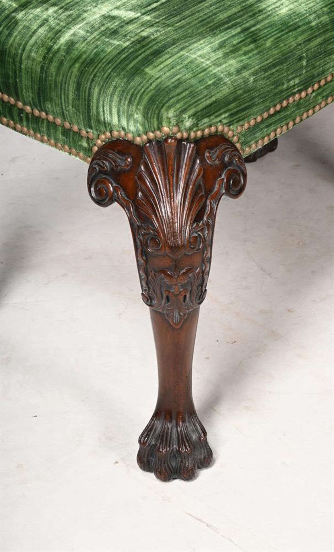 A PAIR OF CARVED MAHOGANY STOOLS IN GEORGE II STYLE - Image 2 of 2