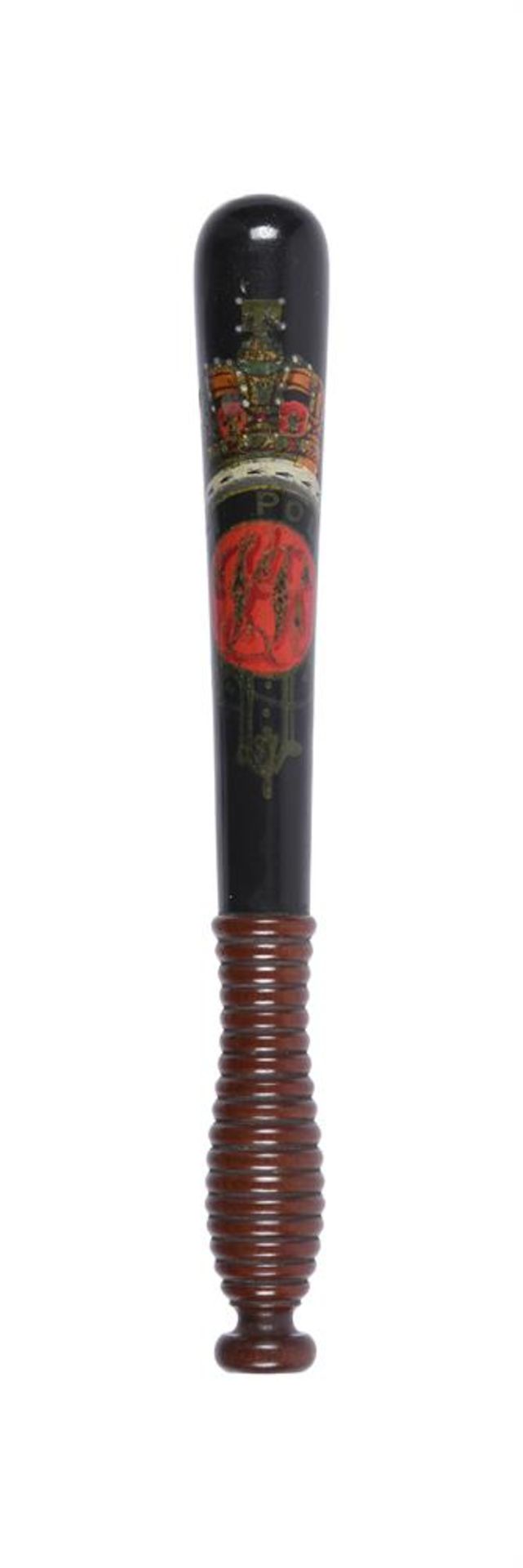 A VICTORIAN SCOTTISH PAINTED WOOD TRUNCHEON