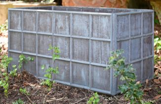 A RECTANGULAR LEAD GARDEN PLANTER TOGETHER WITH ANOTHER LEAD GARDEN PLANTER